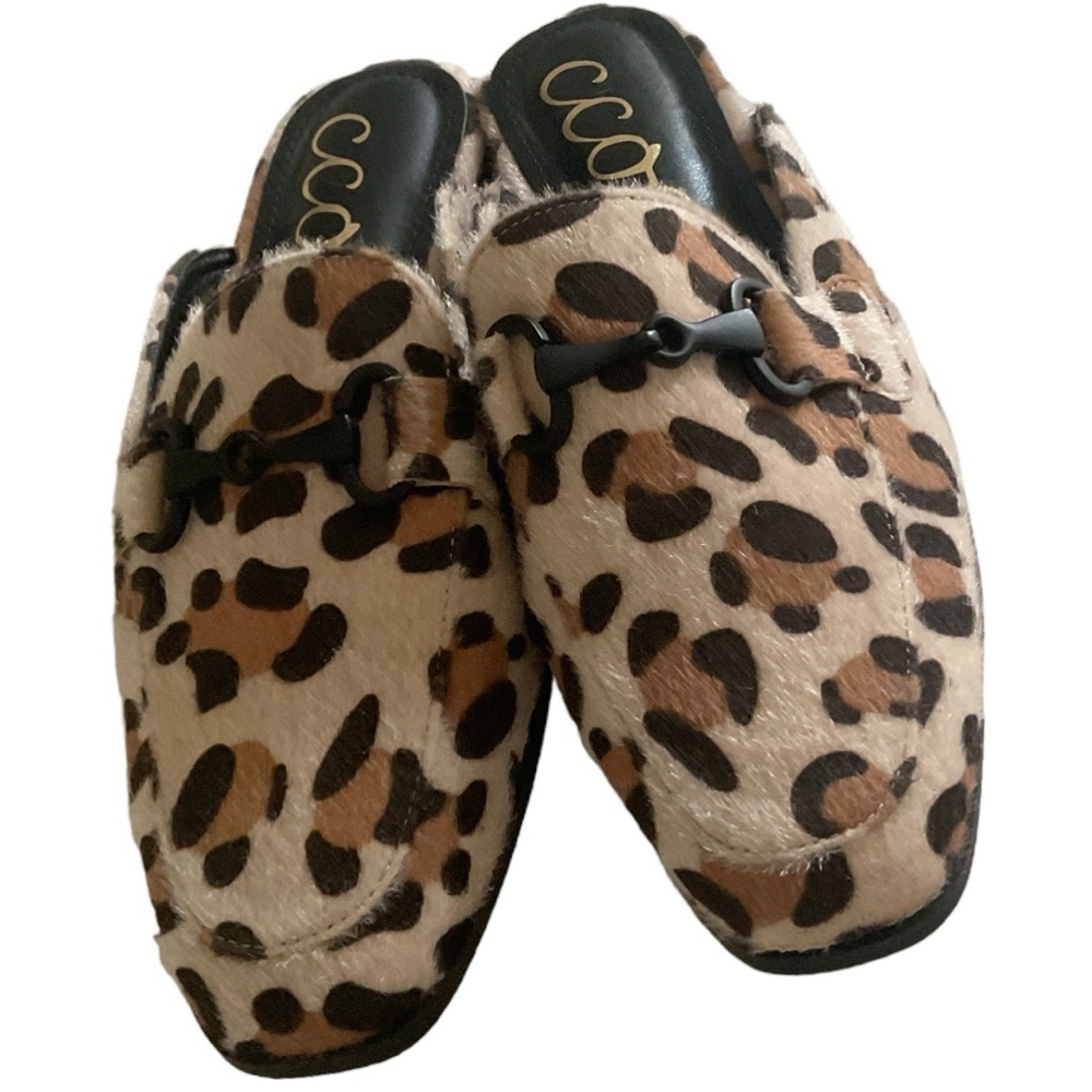 CCOCCI ADELIA Leopard Print Mules Size 9 black metal horsebit detail - Picture 3 of 14
